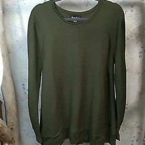 Charlie Paige Womens Size Large XL Green Knit Long Line Tunic Swe